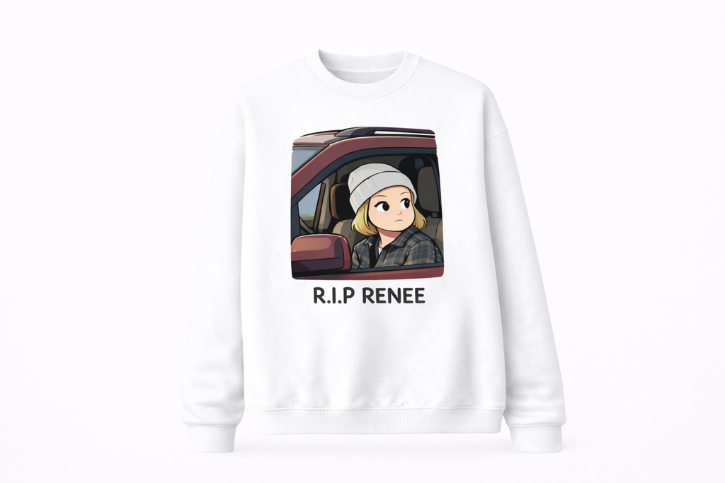 Casual Everyday Cotton-Feeling Crewneck Sweatshirt with R.I.P RENEE Graphic Print