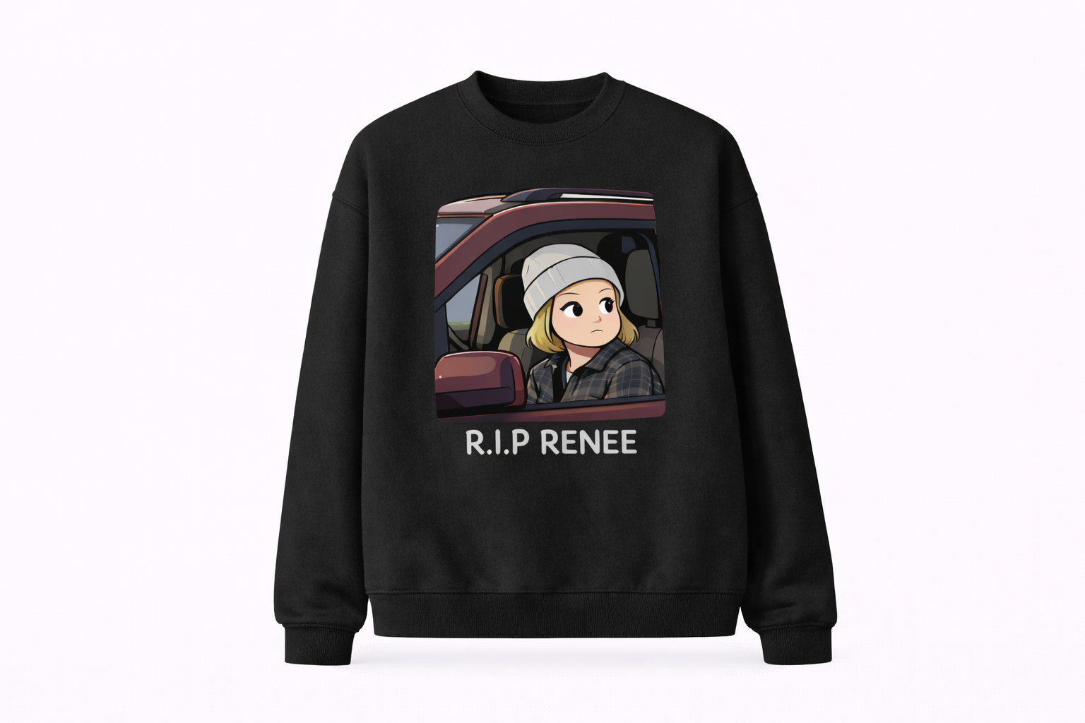 Casual Everyday Cotton-Feeling Crewneck Sweatshirt with R.I.P RENEE Graphic Print