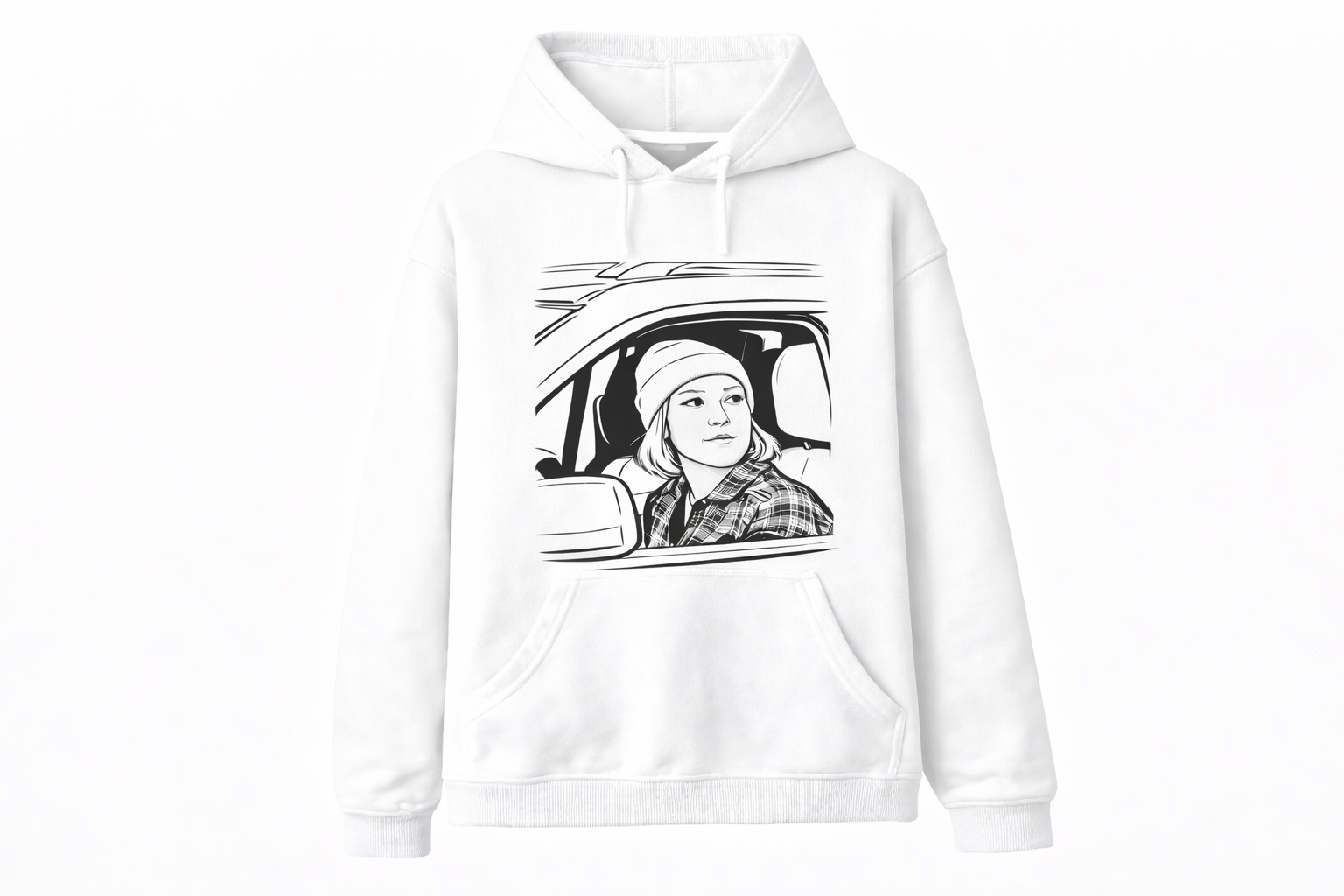 Black and white striped white neutral hooded sweatshirt - Casual streetwear pullover