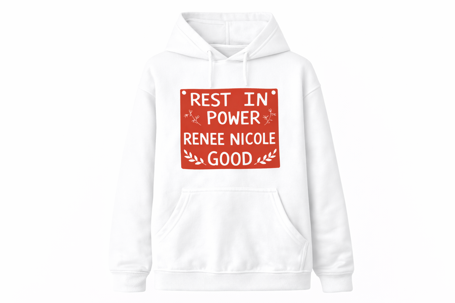 REST IN POWER Hoodie | White Memorial Graphic Pullover Sweatshirt
