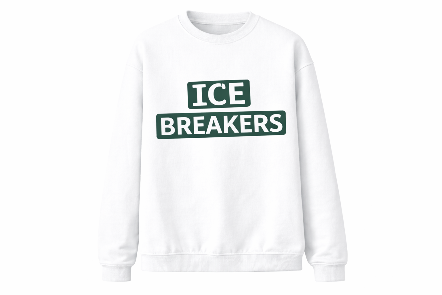 ICE BREAKERS Sketch Style Letter Print Sweatshirt – Imitation Cotton Casual Round Neck Regular Fit Top