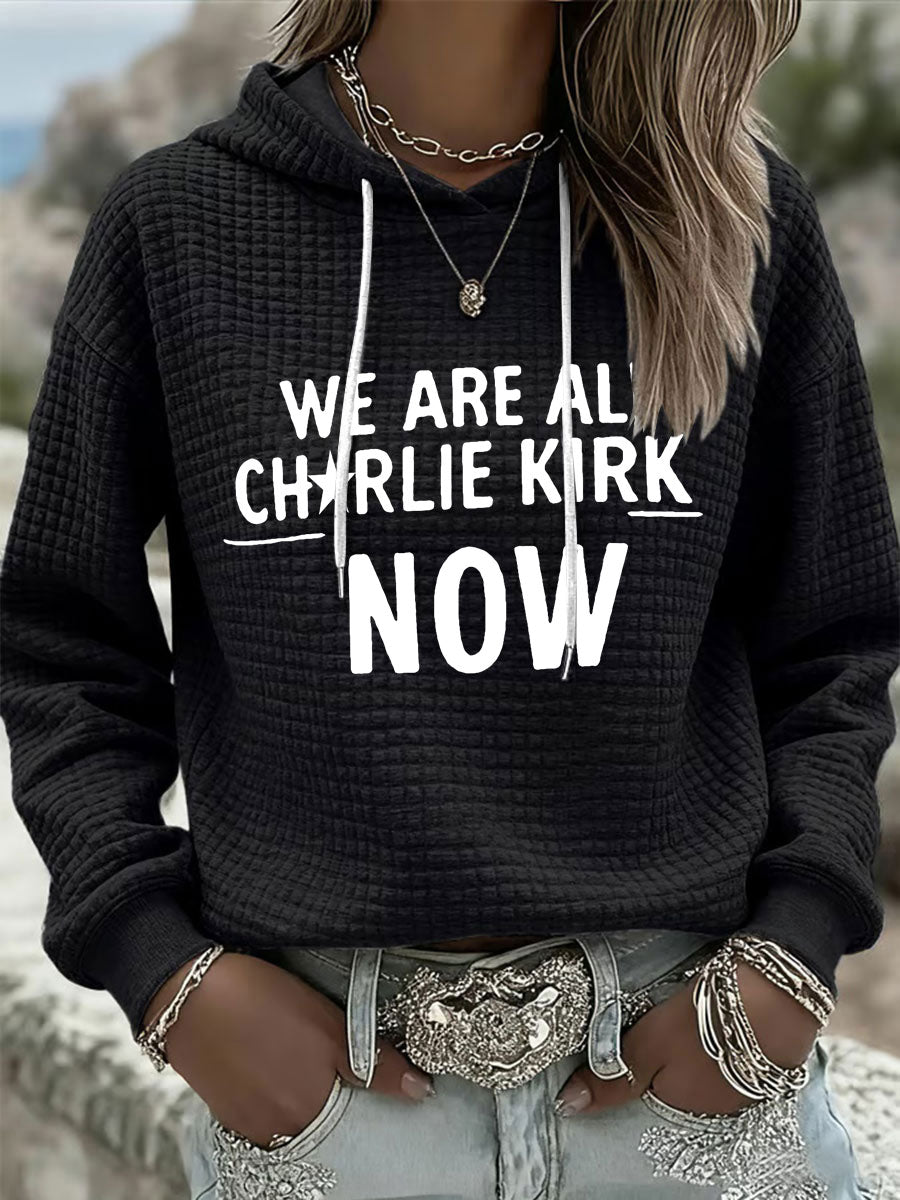 Women's Voice of Freedom Waffle Print Relaxed Hoodie