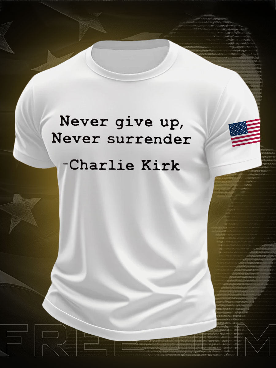 Men's Never Surrender Freedom True Patriot Printed T-shirt